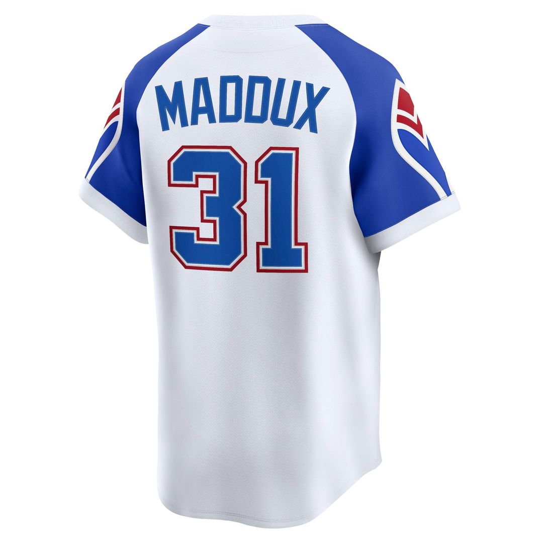 Men's Atlanta Braves Greg Maddux White Throwback Cooperstown Collection Limited MLB Baseball Jersey - view 3