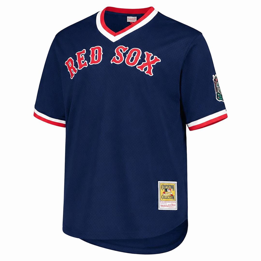 Men's Boston Red Sox Pedro Martinez Navy Big & Tall Cooperstown Mesh Batting Practice MLB Baseball Jersey - view 2