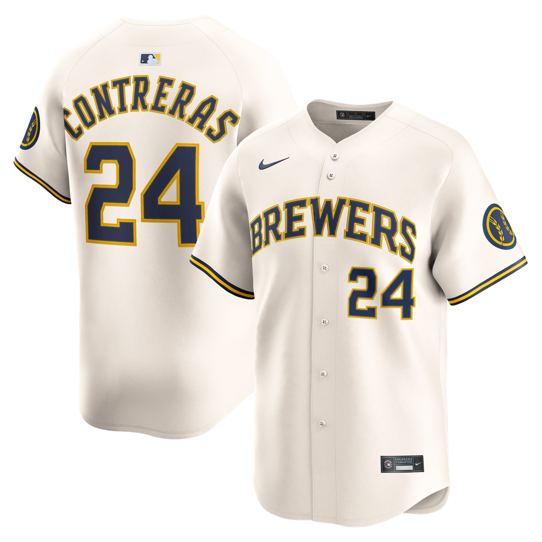 Men's Milwaukee Brewers William Contreras Cream Home Limited MLB Baseball Jersey - view 1