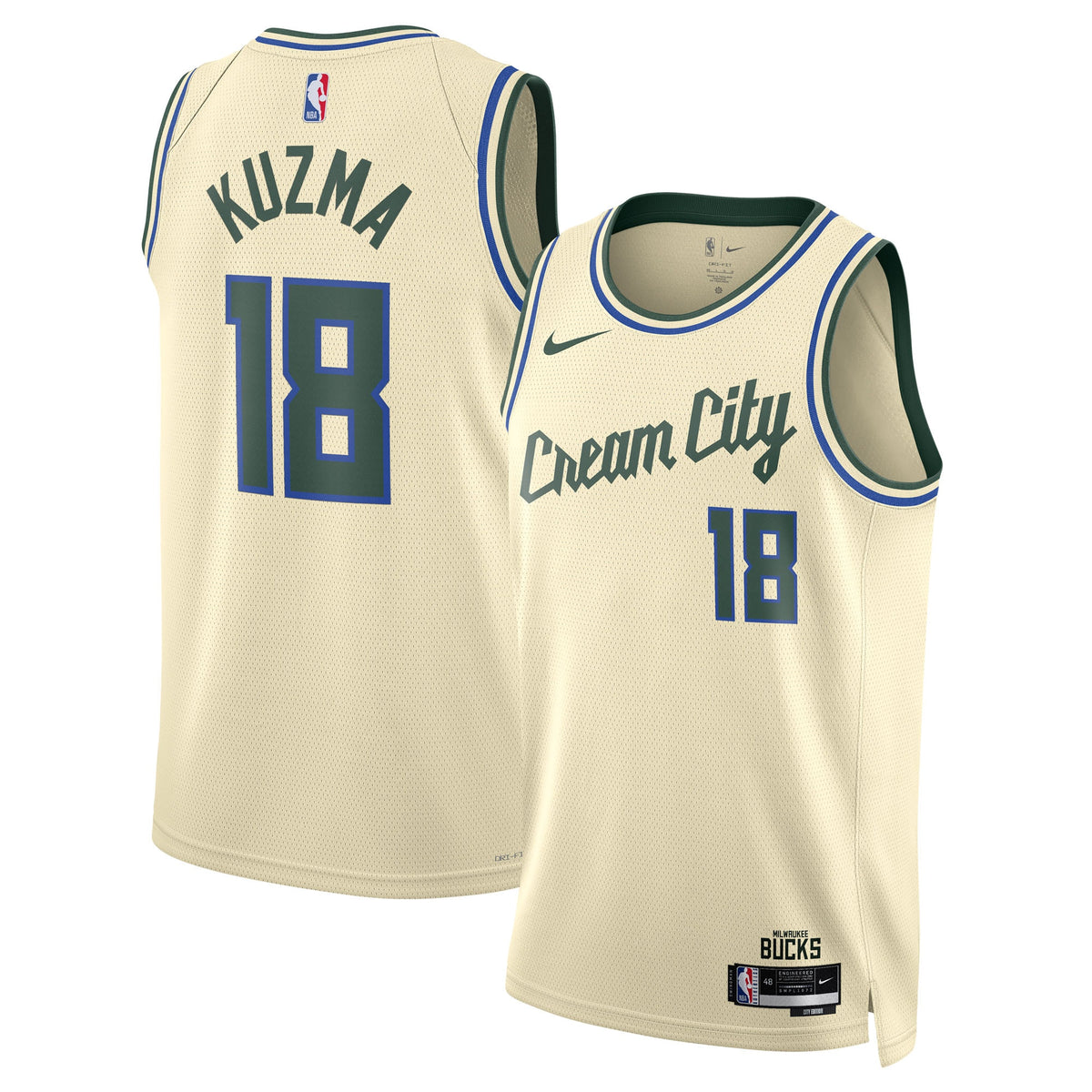 Unisex Kyle Kuzma Milwaukee Bucks 2025/26 City Edition Swingman NBA Basketball Jersey - Cream - view 1