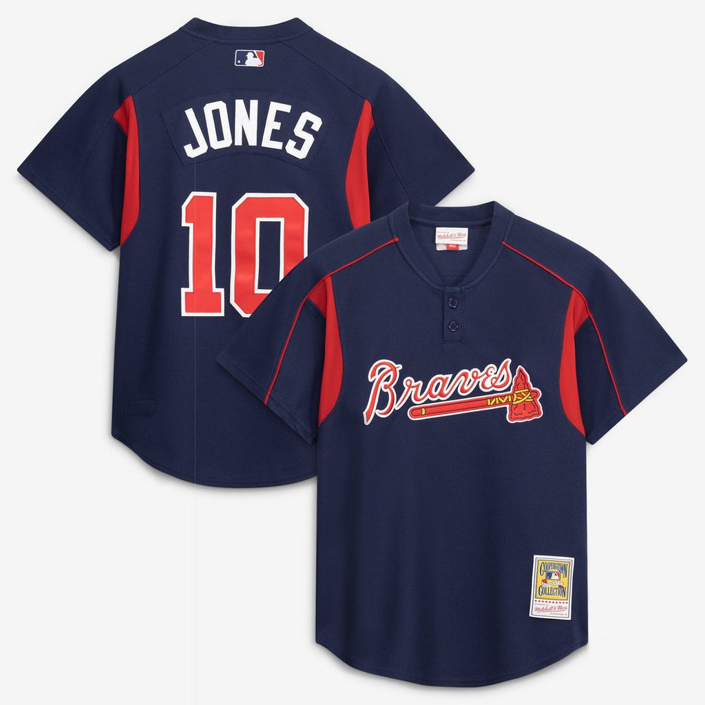 Men's Atlanta Braves Chipper Jones Navy Batting Practice MLB Baseball Jersey - view 1