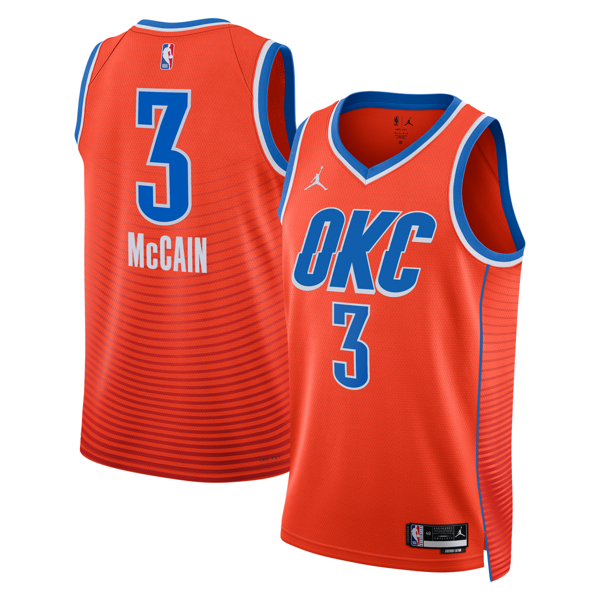 Unisex Oklahoma City Thunder Statement Edition Swingman NBA Basketball Jersey - Orange - Jared McCain - view 2