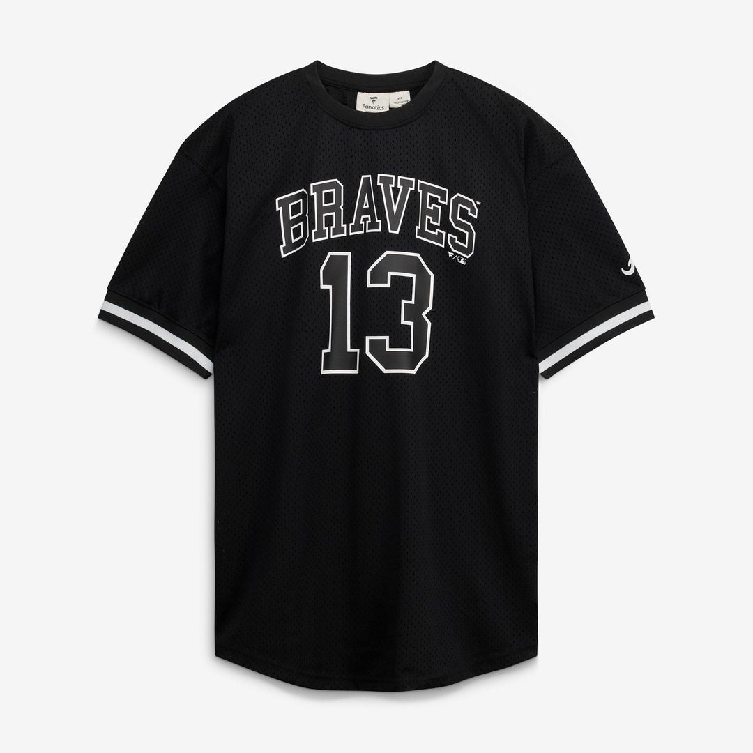 Men's Atlanta Braves Ronald Acuña Jr. Black/White Big & Tall Heavyweight Mesh MLB Baseball Jersey - view 2