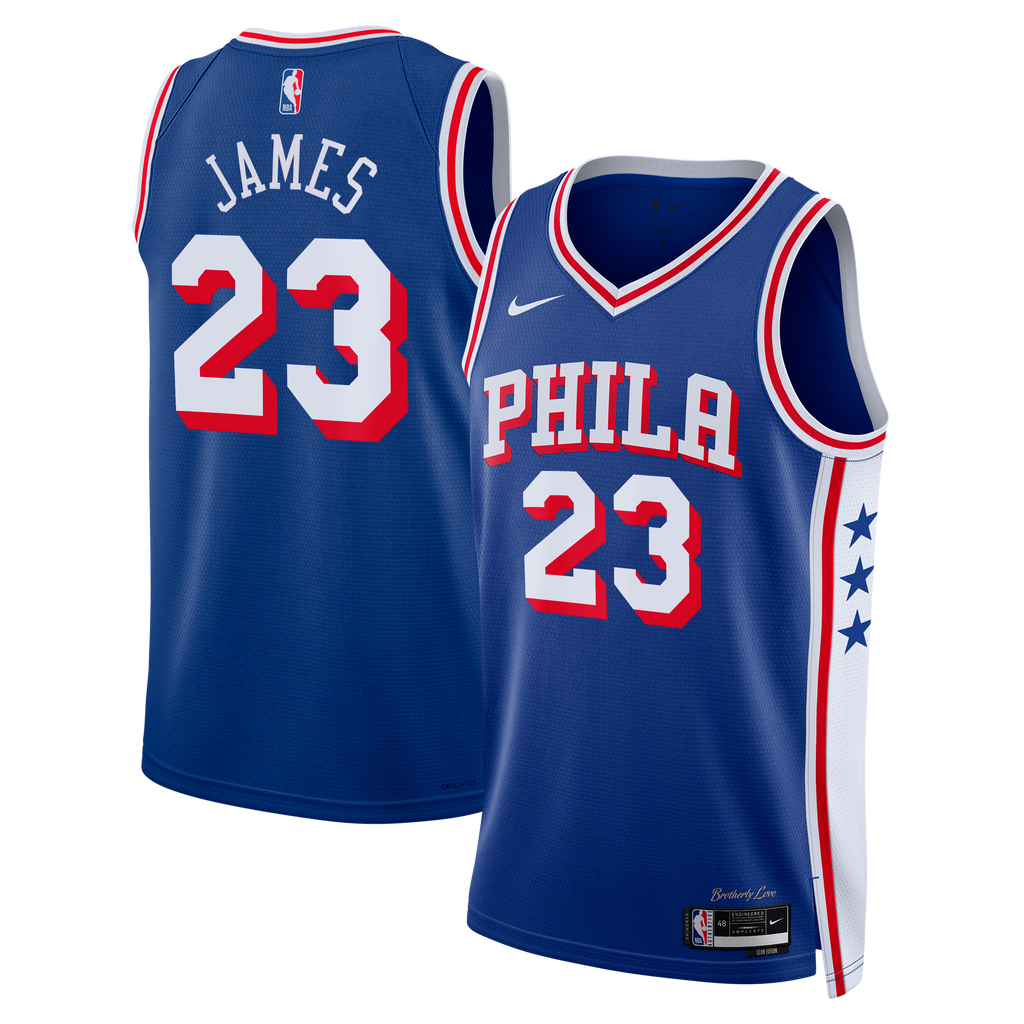 Unisex Lebron James Philadelphia 76ers Icon Edition Swingman NBA Basketball Jersey - Royal - view 1