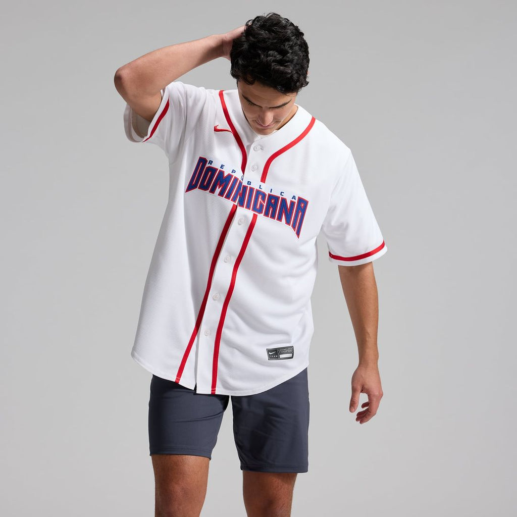 Men's Dominican Republic Baseball White 2026 World Baseball Classic Home Stadium MLB Baseball Jersey - view 1