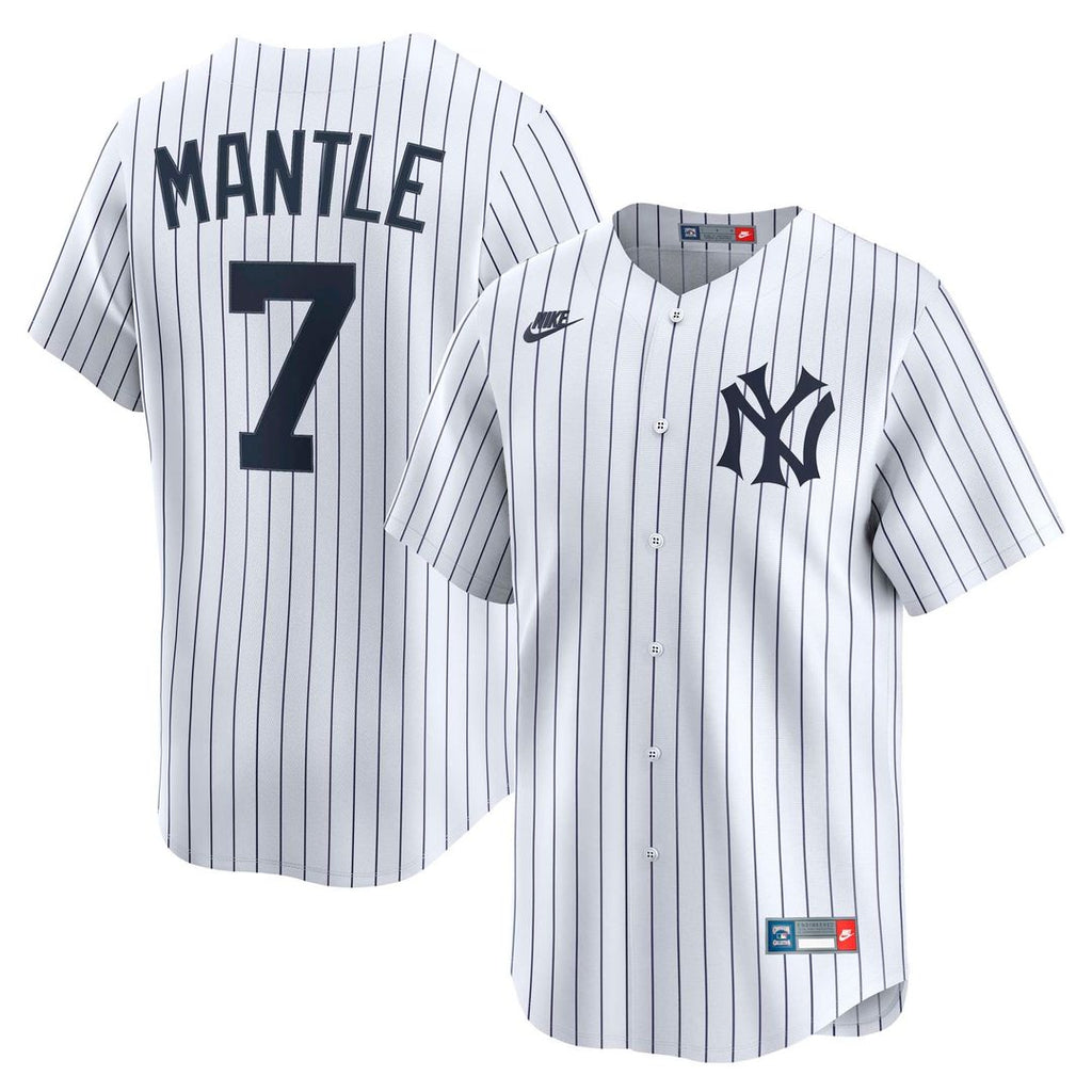 Men's New York Yankees Mickey Mantle White Throwback Cooperstown Collection Limited MLB Baseball Jersey - view 1