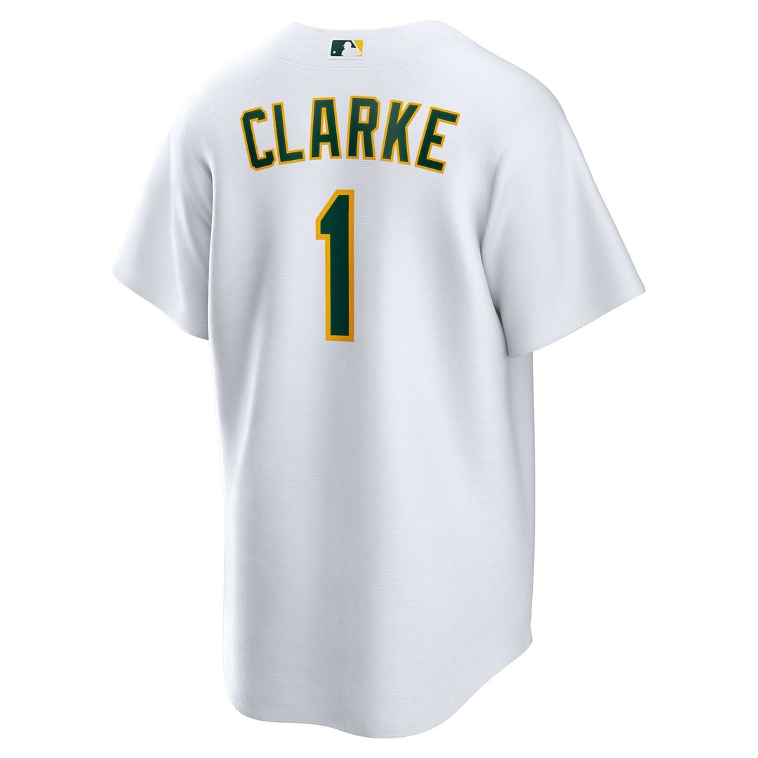 Men's Athletics Denzel Clarke White Home Replica MLB Baseball Jersey - view 3
