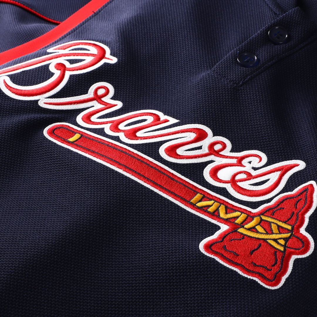 Men's Atlanta Braves Chipper Jones Navy Batting Practice MLB Baseball Jersey - view 4