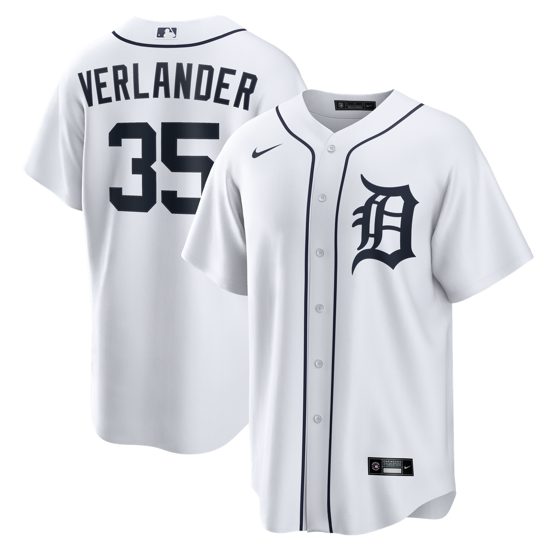 Men's Detroit Tigers Justin Verlander White Home Replica MLB Baseball Jersey - view 1