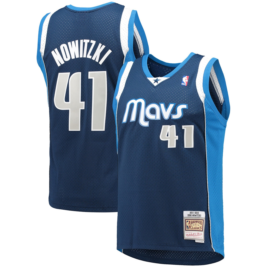 Men's Dirk Nowitzki Navy Dallas Mavericks 2011/12 Hardwood Classics Swingman NBA Basketball Jersey - view 1