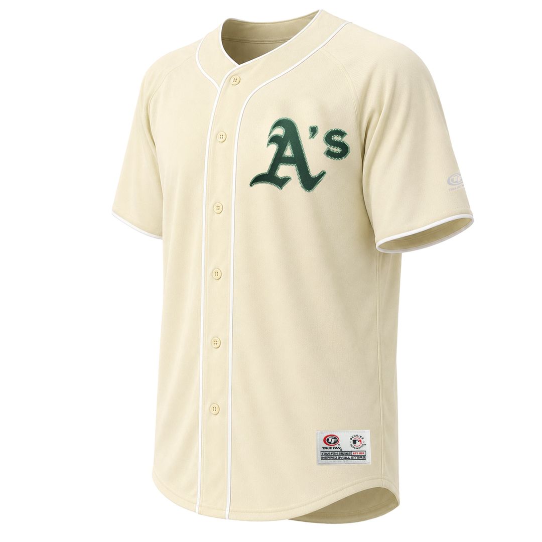 Men's Athletics Cream Fashion MLB Baseball Jersey - view 2