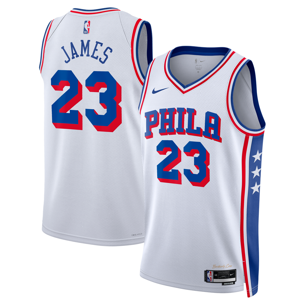 Unisex Lebron James Philadelphia 76ers Association Edition Swingman NBA Basketball Jersey - White - view 2