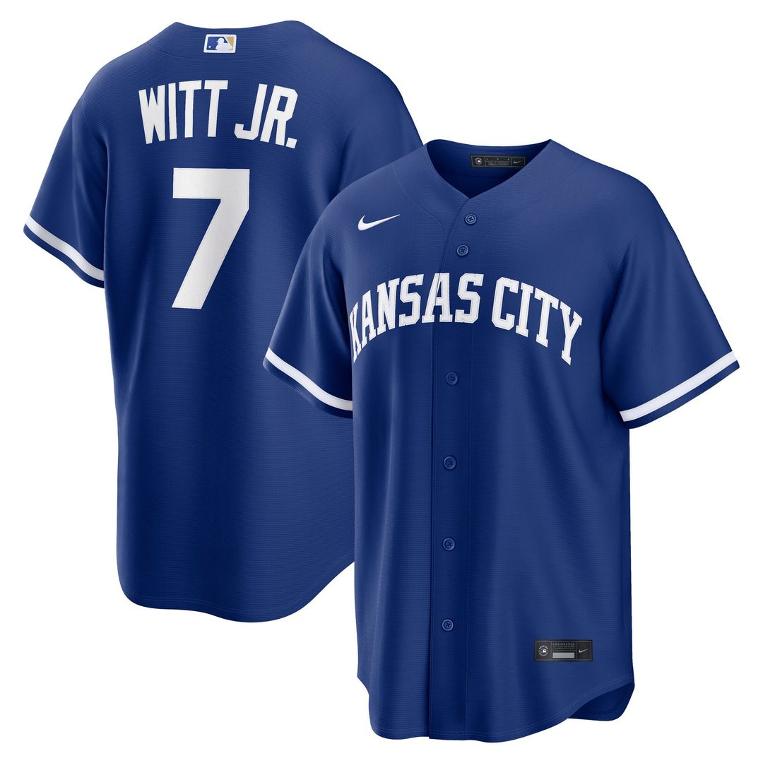 Men's Kansas City Royals Bobby Witt Jr. Gray Road Replica MLB Baseball Jersey - view 10