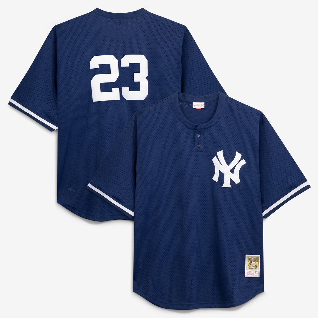 Men's New York Yankees Don Mattingly Navy Cooperstown Collection Big & Tall Mesh Batting Practice MLB Baseball Jersey - view 1