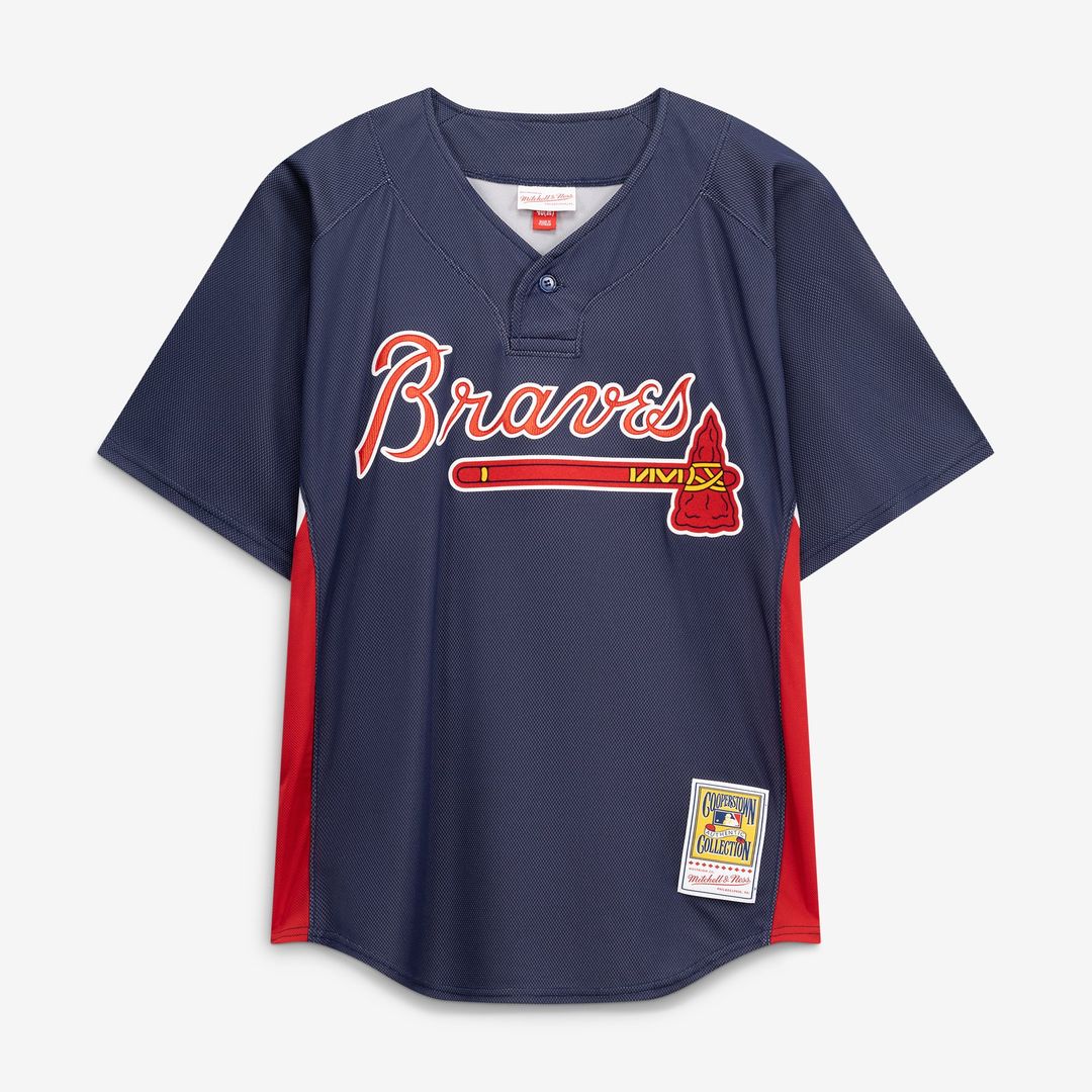 Men's Atlanta Braves Chipper Jones Navy Batting Practice MLB Baseball Jersey - view 2