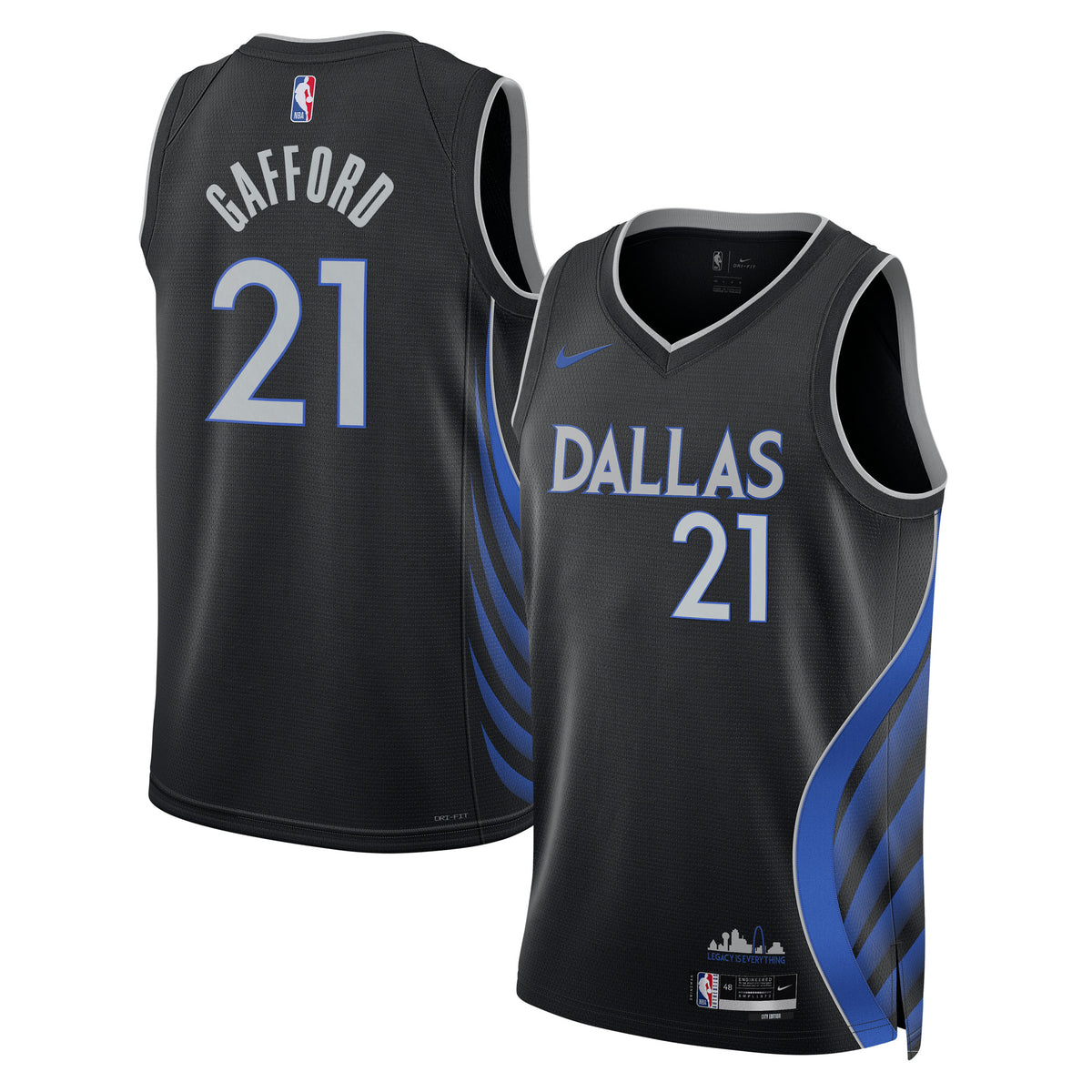 Unisex Daniel Gafford Dallas Mavericks 2025/26 City Edition Swingman NBA Basketball Jersey - Black - view 2