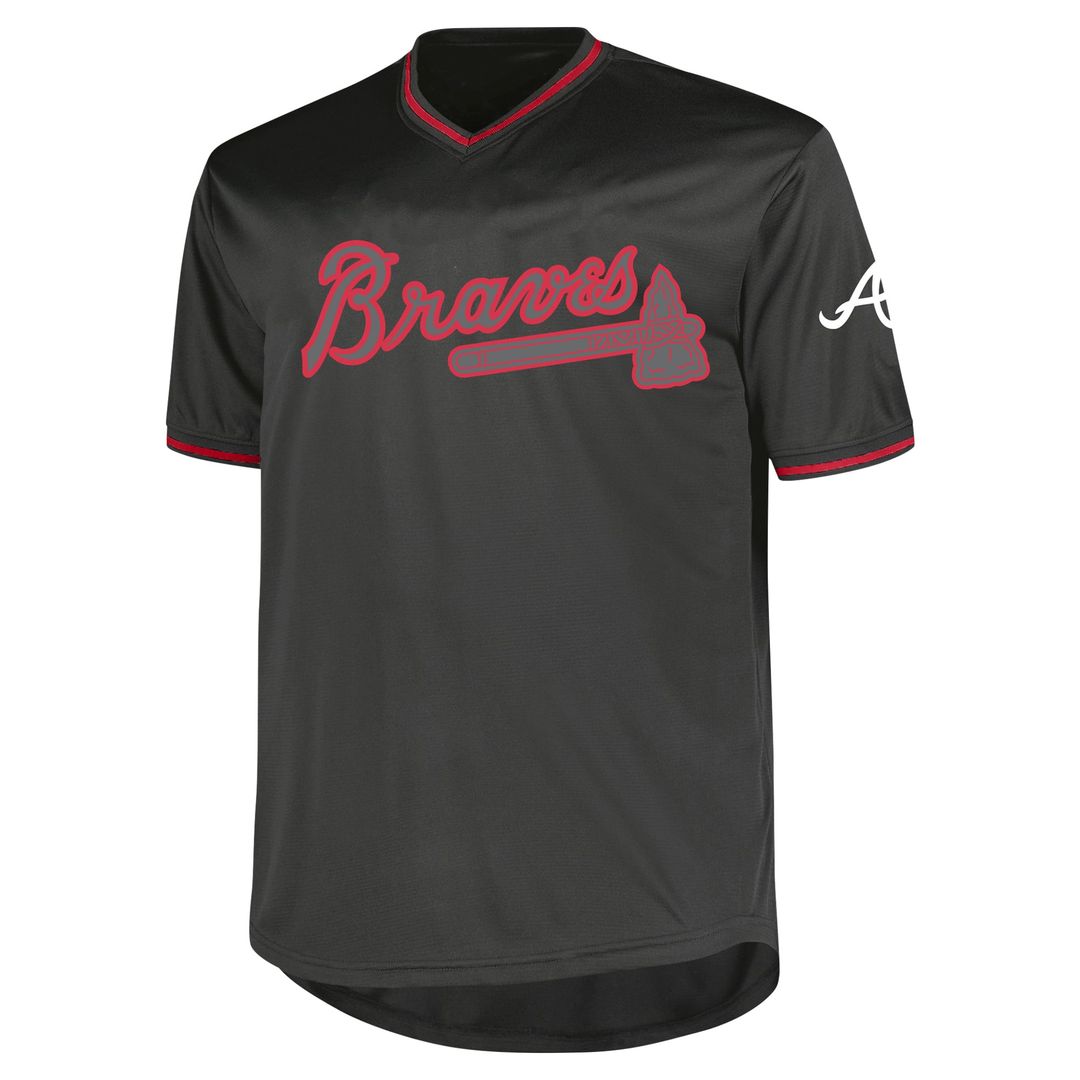 Men's Atlanta Braves Charcoal Big & Tall Pop Fashion MLB Baseball Jersey - view 2
