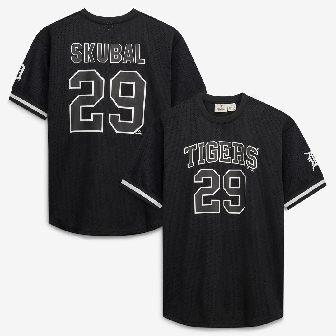 Men's Detroit Tigers Tarik Skubal Black/White Big & Tall Heavyweight Mesh MLB Baseball Jersey - view 1