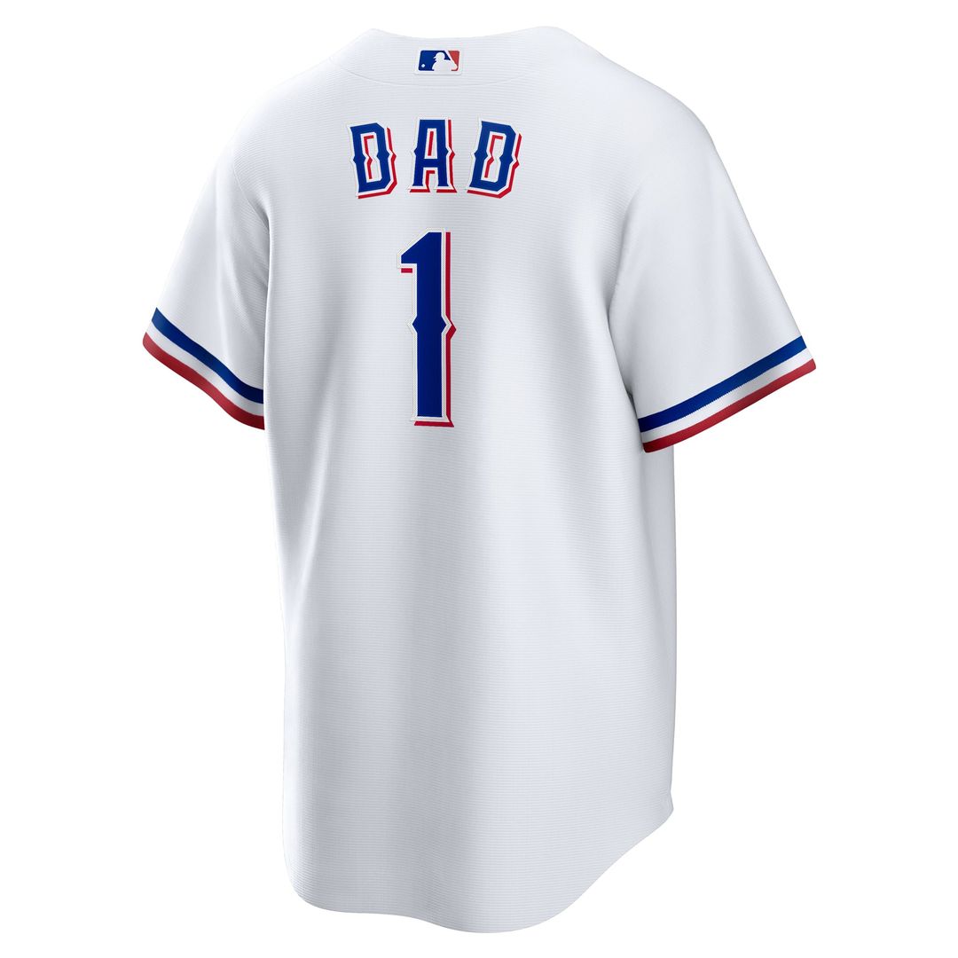 Men's Texas Rangers White #1 Dad Home Replica MLB Baseball Jersey - view 3