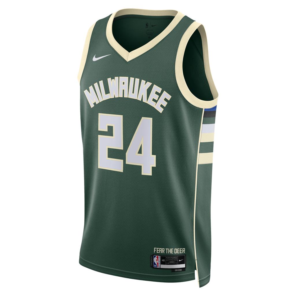 Unisex Jaime Jaquez Jr. Milwaukee Bucks Icon Edition Swingman NBA Basketball Jersey - Hunter Green - view 3