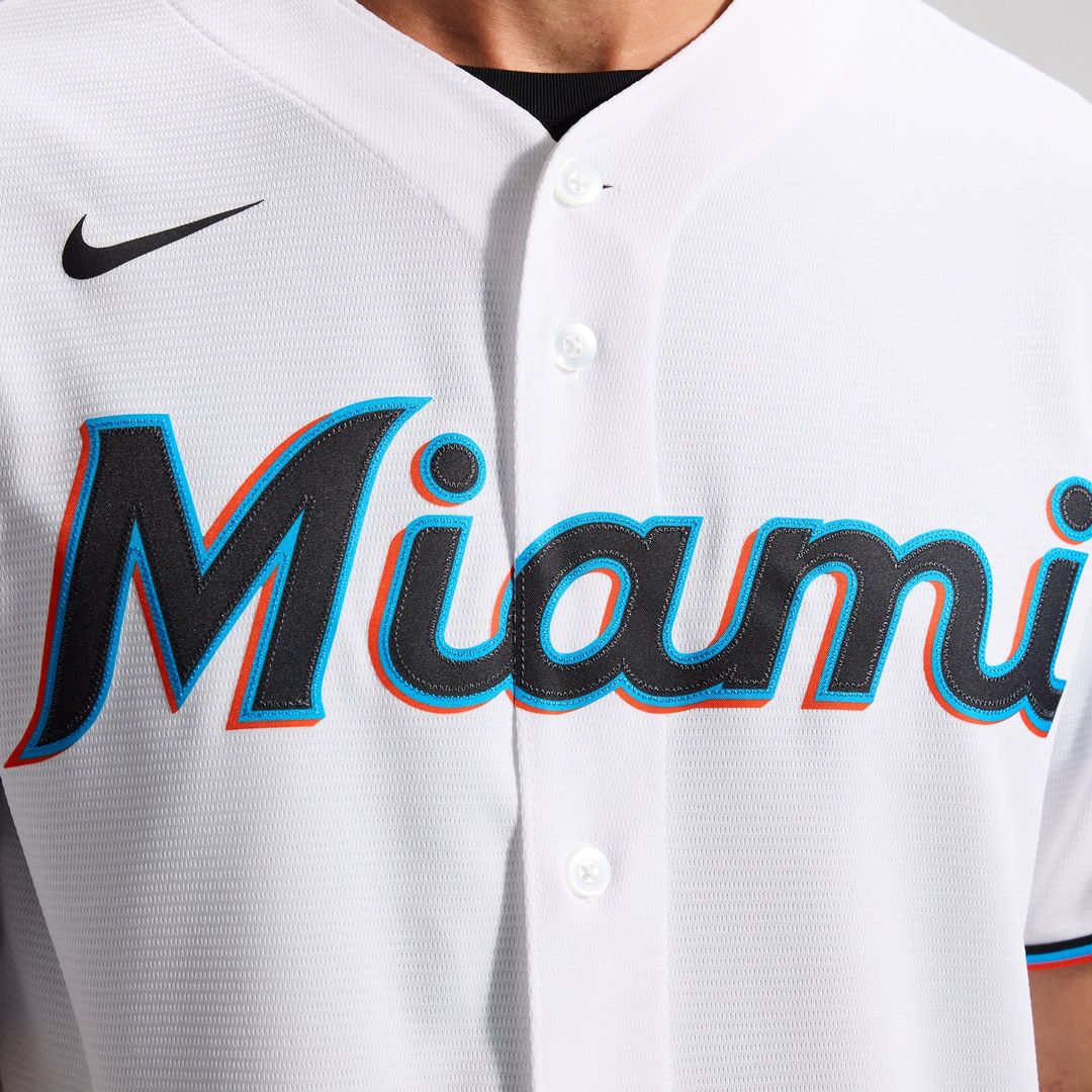 Men's Miami Marlins White Home Replica MLB Baseball Jersey - view 11