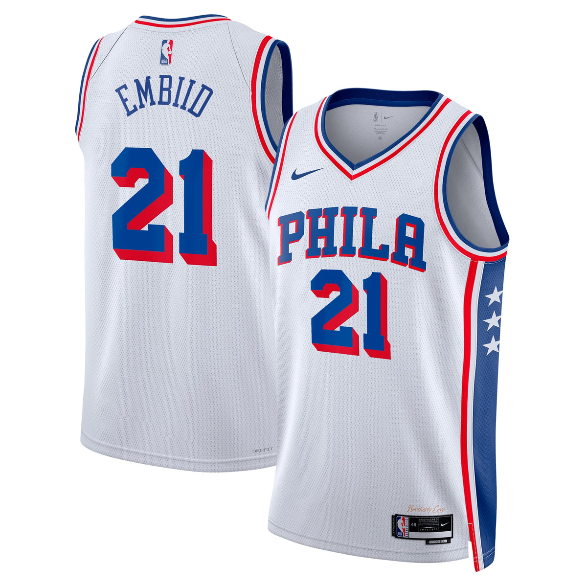 Unisex Joel Embiid Philadelphia 76ers Association Edition Swingman NBA Basketball Jersey - White - view 2