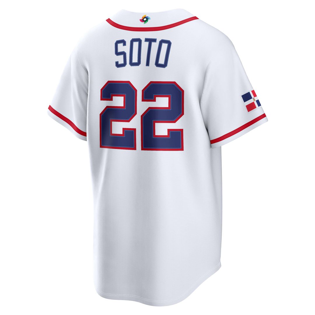Men's Dominican Republic Baseball Juan Soto White 2026 World Baseball Classic Home Stadium MLB Baseball Jersey - view 3