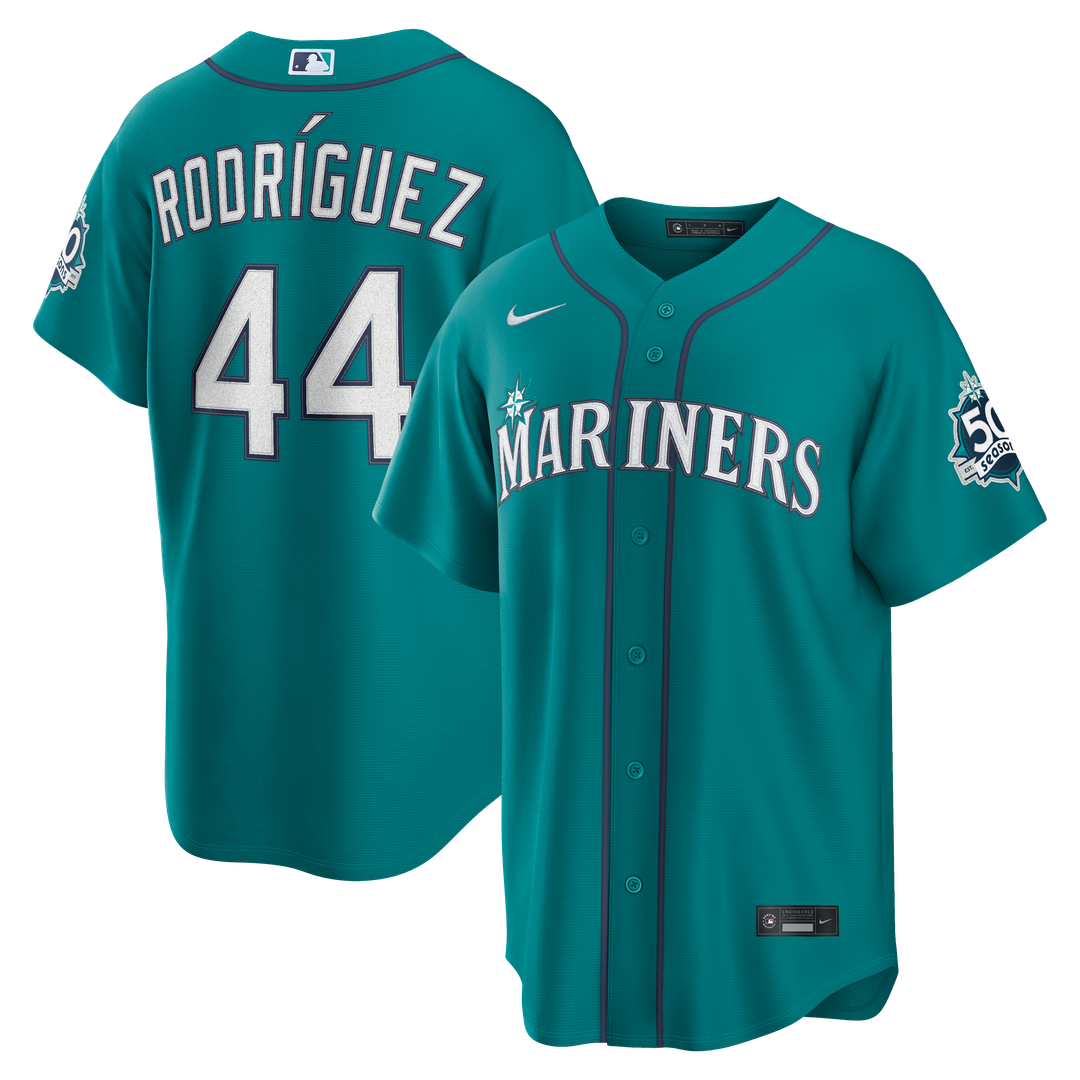 Men's Seattle Mariners Julio Rodríguez White Home Stadium 50th Season Patch MLB Baseball Jersey - view 7
