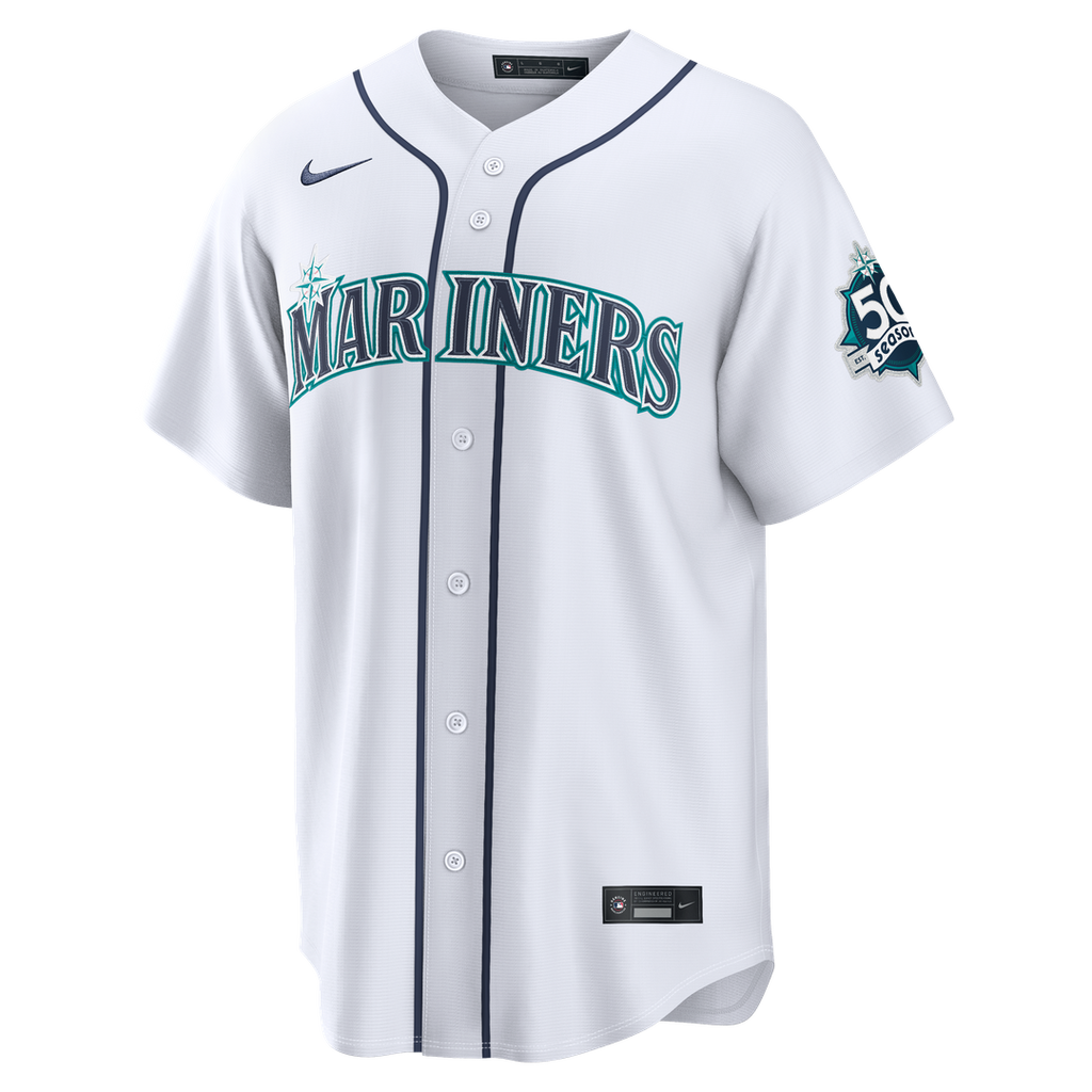 Men's Seattle Mariners Julio Rodríguez White Home Stadium 50th Season Patch MLB Baseball Jersey - view 2