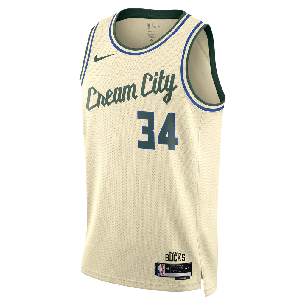 Unisex Giannis Antetokounmpo Milwaukee Bucks 2025/26 City Edition Swingman NBA Basketball Jersey - Cream - view 3