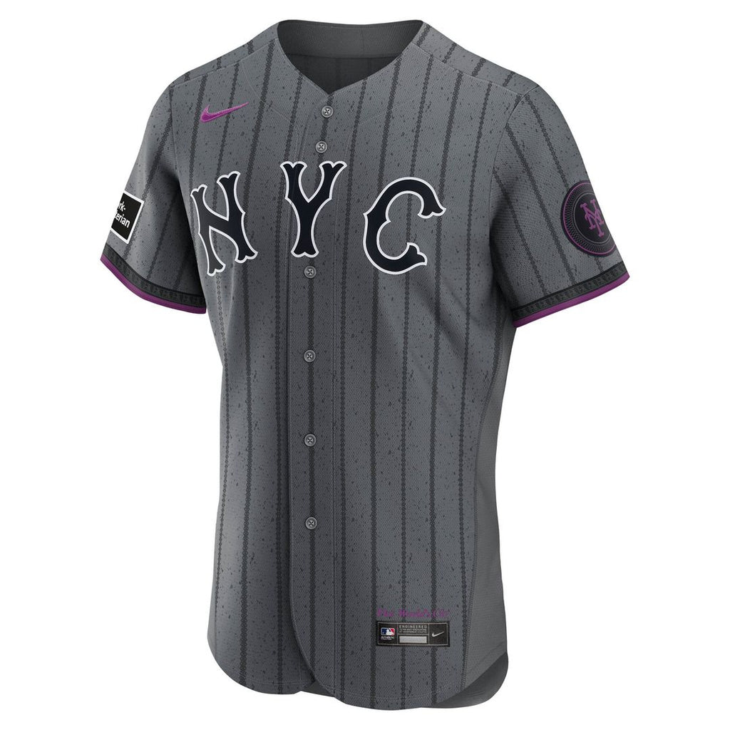 Men's New York Mets Francisco Lindor Gray City Connect Sponsor Patch MLB Baseball Jersey - view 2