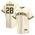 Men's Milwaukee Brewers Andrew Vaughn Cream Home Replica MLB Baseball Jersey - view 1