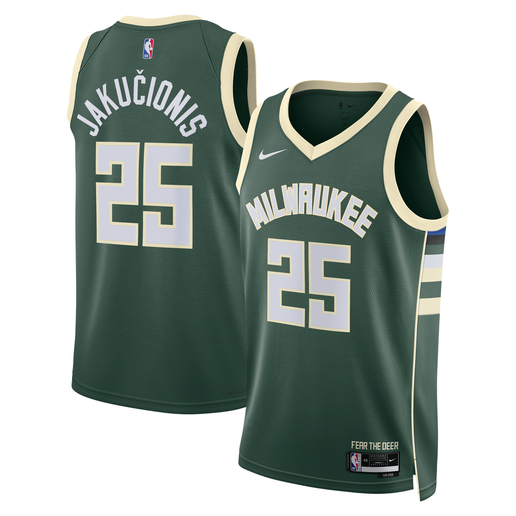 Unisex Kasparas Jakučionis Milwaukee Bucks Icon Edition Swingman NBA Basketball Jersey - White - view 1