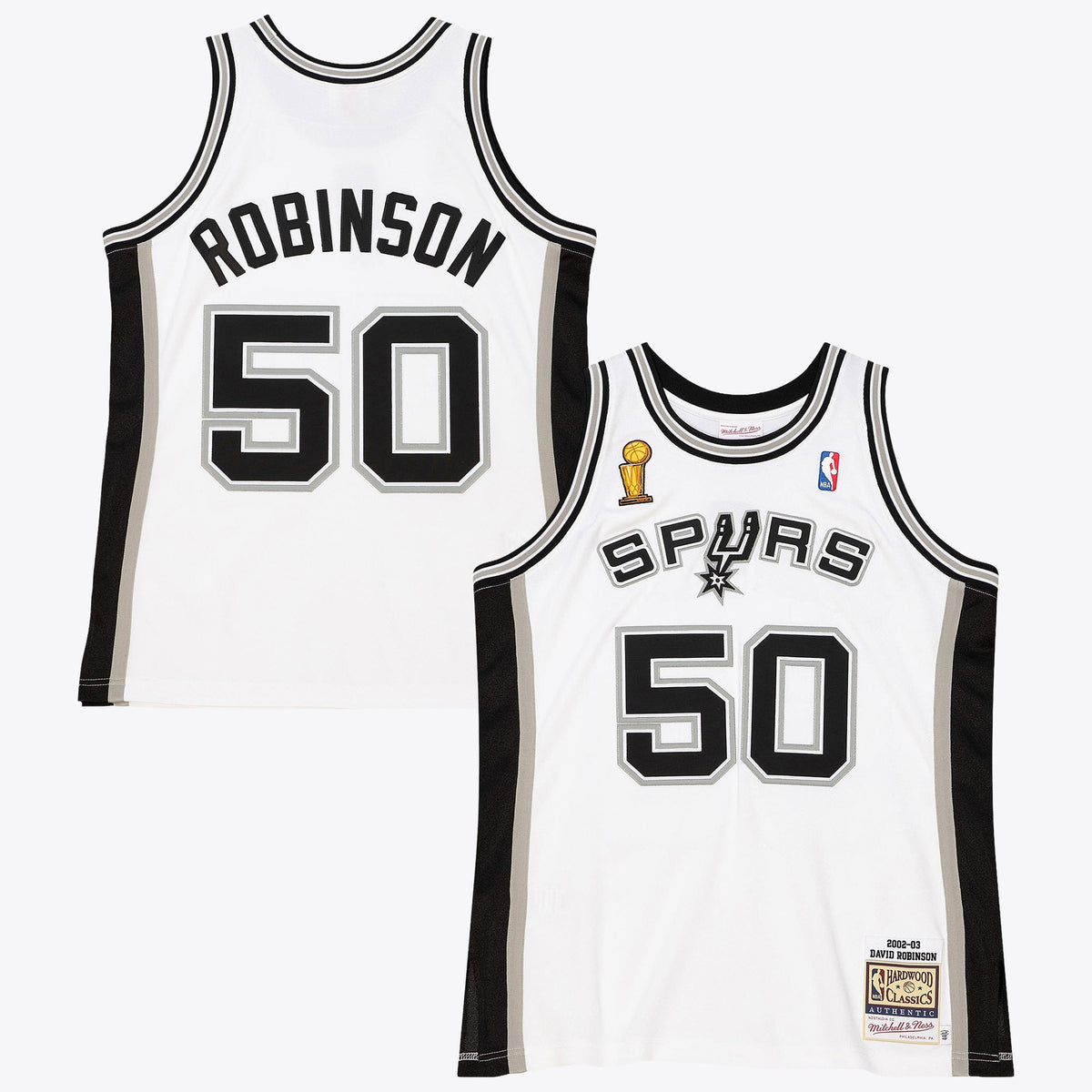 Men's San Antonio Spurs David Robinson 2002 Home Finals NBA Basketball Jersey - White - view 2