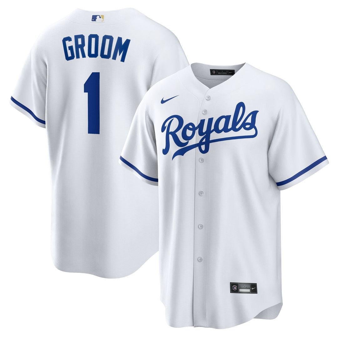 Men's Kansas City Royals White #1 Groom Home Replica MLB Baseball Jersey - view 1