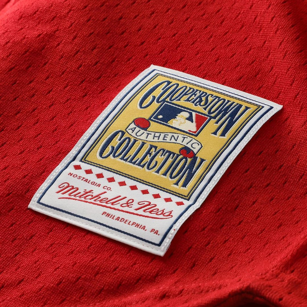 Men's Cincinnati Reds Deion Sanders Red Cooperstown Mesh Batting Practice Button-Up MLB Baseball Jersey - view 7