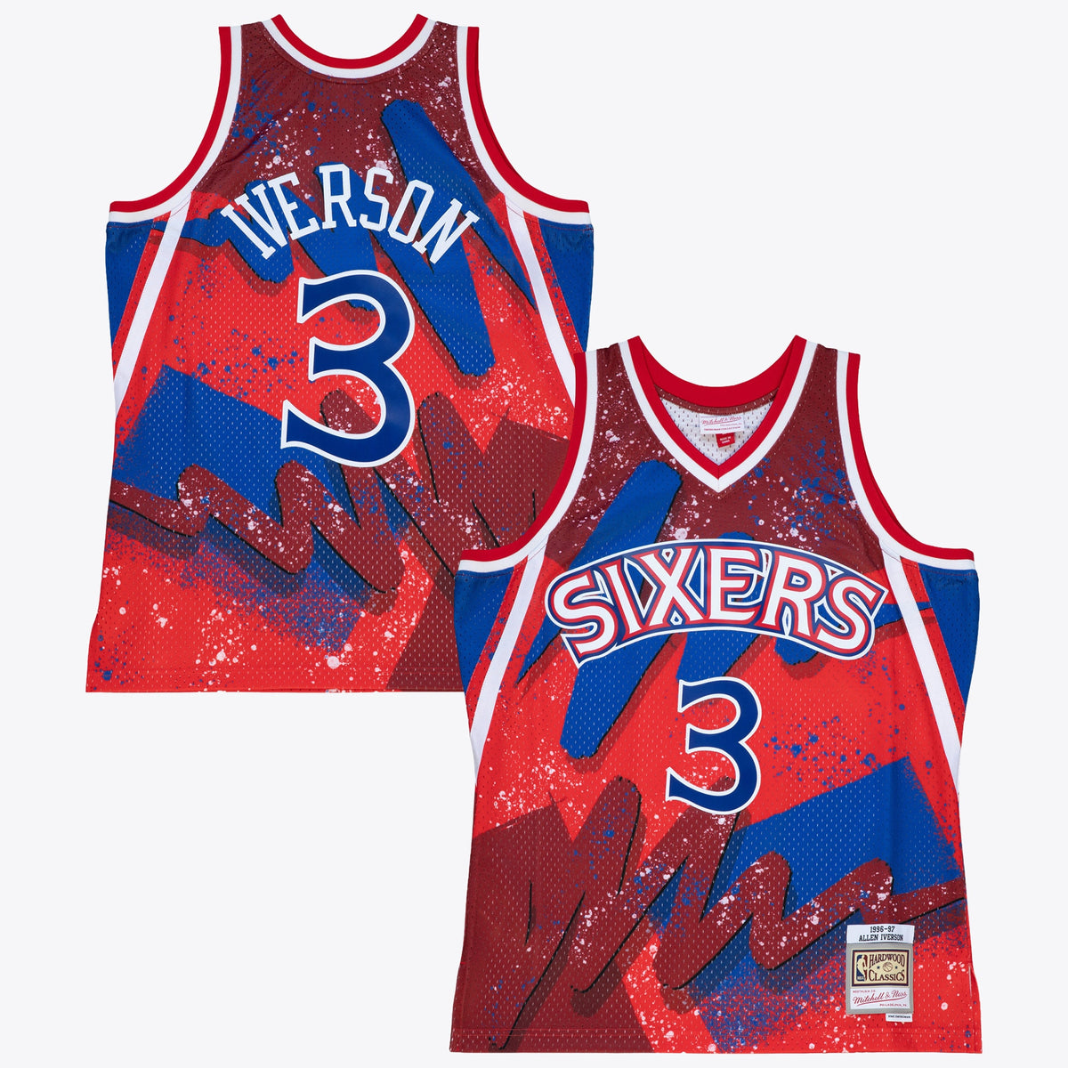 Men's Philadelphia 76ers Allen Iverson 1996 Hyper Hoops Swingman NBA Basketball Jersey - Scarlet - view 2