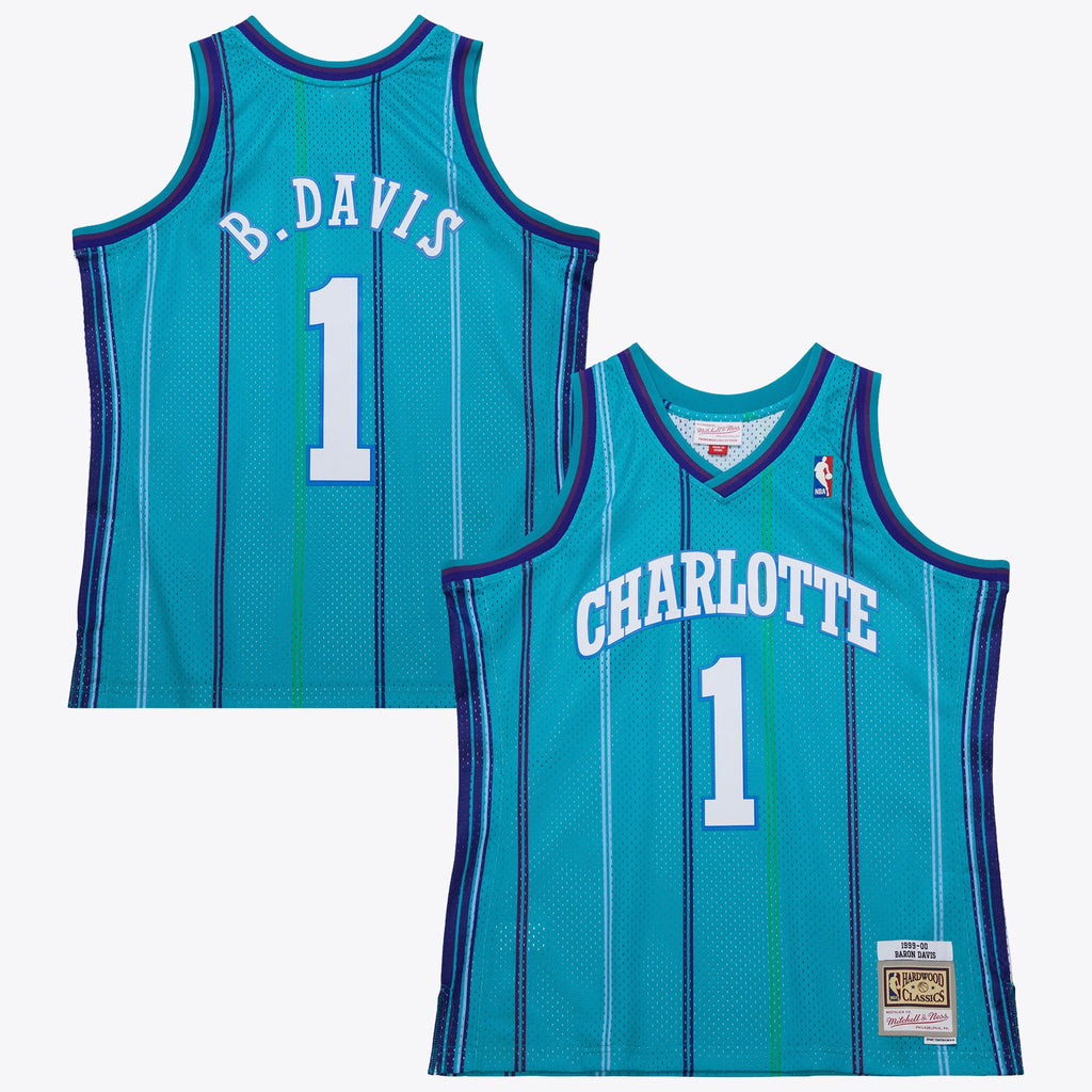 Men's Charlotte Hornets Baron Davis 1999 Swingman Road NBA Basketball Jersey - Teal - view 2