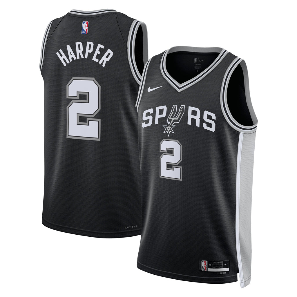 Unisex Dylan Harper San Antonio Spurs Icon Edition Swingman Jersey NBA 2025 First Round Draft Pick - Black - view 2