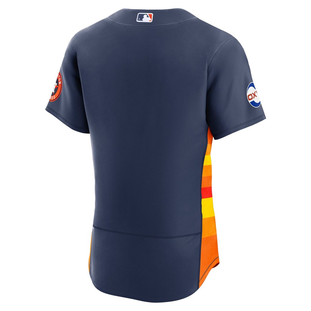 Men's Houston Astros Orange Alternate Sponsor Patch MLB Baseball Jersey - view 9