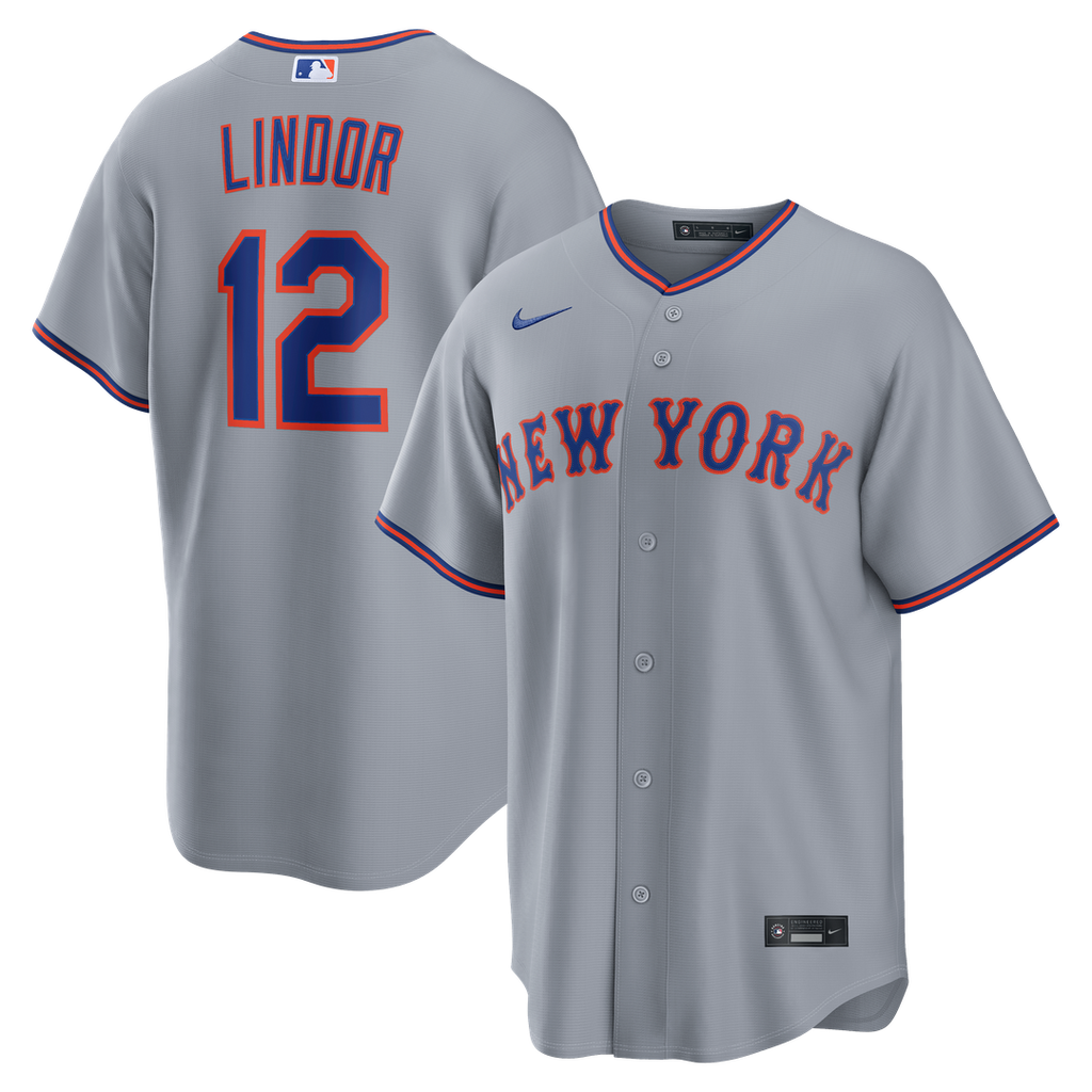 Men's New York Mets Francisco Lindor Gray Road Replica MLB Baseball Jersey - view 1