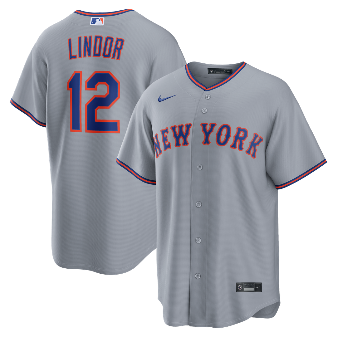 Men's New York Mets Francisco Lindor Gray Road Replica MLB Baseball Jersey - view 1