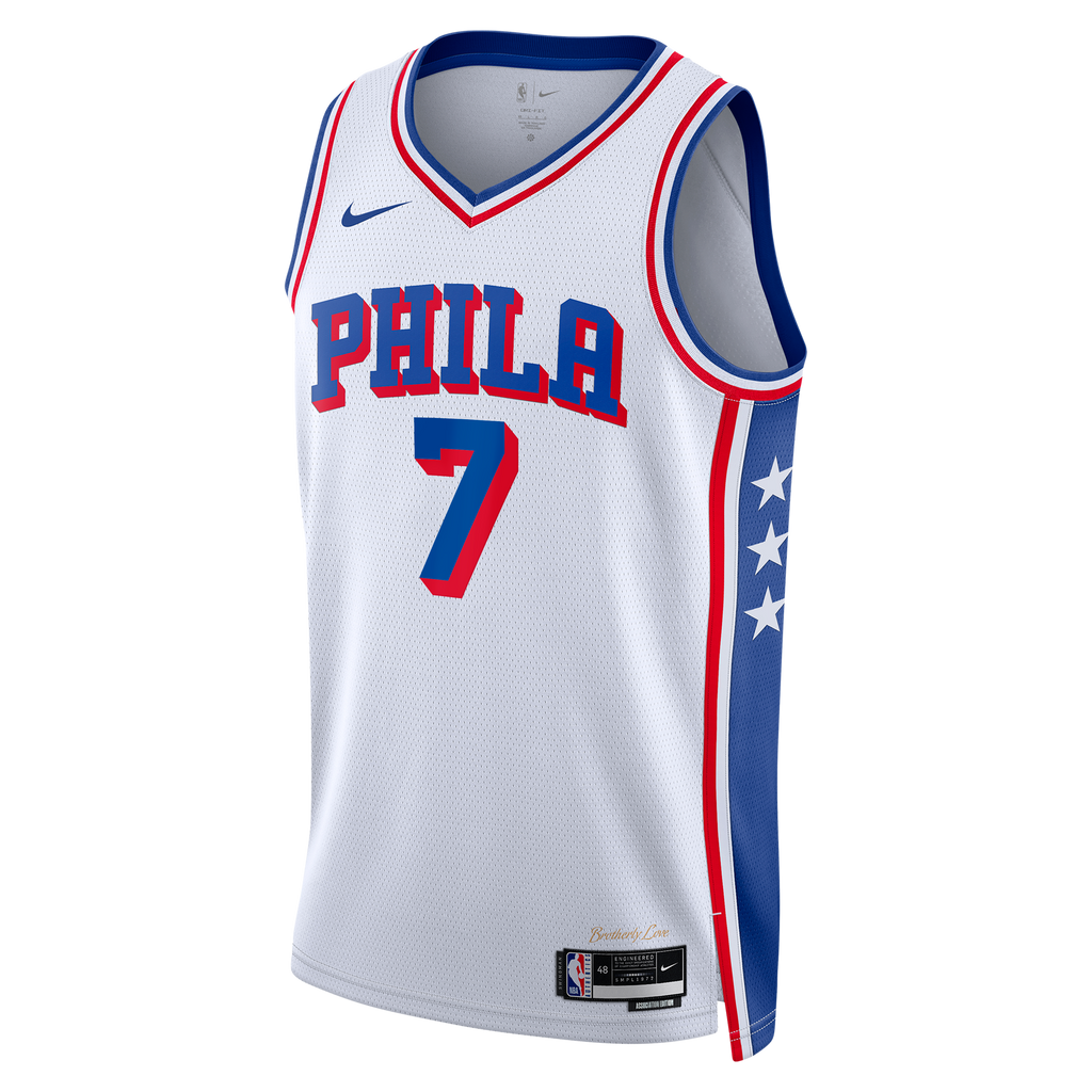 Unisex Jaylen Brown Philadelphia 76ers Association Edition Swingman NBA Basketball Jersey - White - view 3