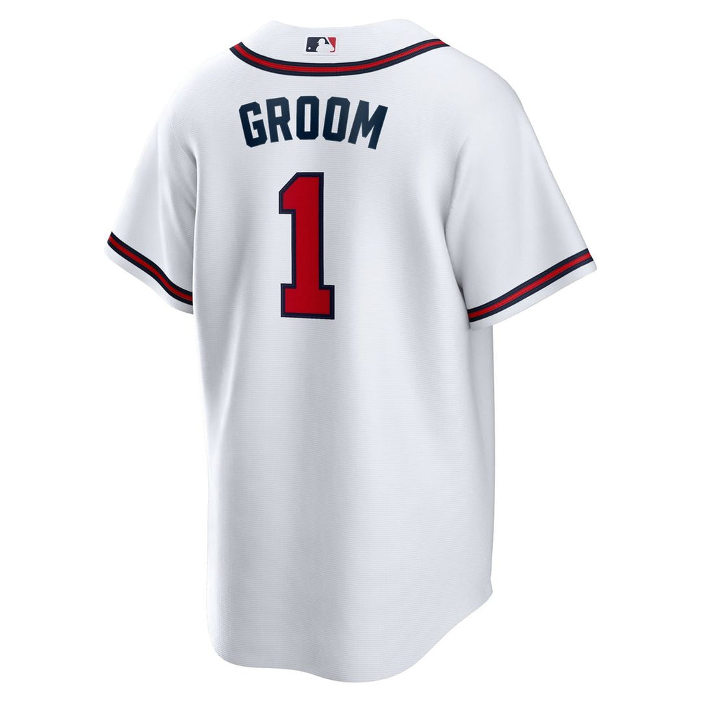 Men's Atlanta Braves White #1 Groom Home Replica MLB Baseball Jersey - view 3