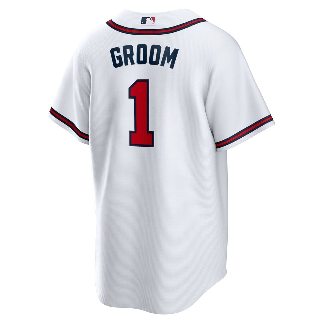 Men's Atlanta Braves White #1 Groom Home Replica MLB Baseball Jersey - view 3