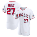 Men's Los Angeles Angels Mike Trout White Home Sponsor Patch MLB Baseball Jersey - view 1