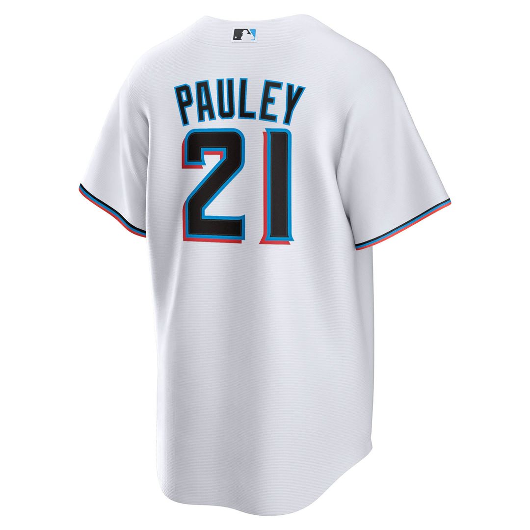 Men's Miami Marlins Graham Pauley White Home Replica MLB Baseball Jersey - view 3