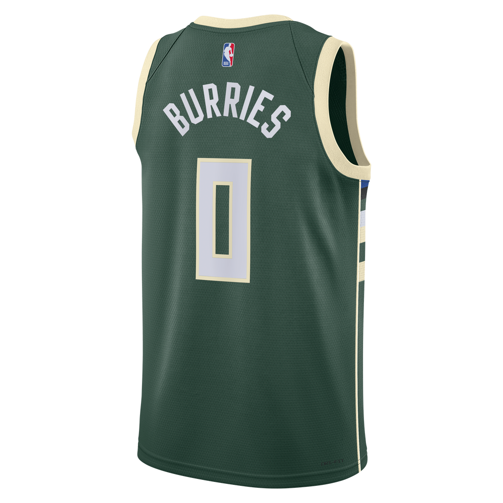 Unisex Brayden Burries Milwaukee Bucks Icon Swingman NBA Basketball Jersey - Green - view 4