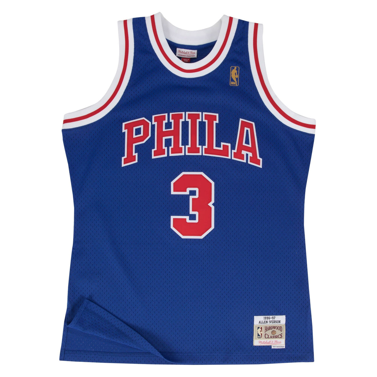 Men's Philadelphia 76ers Allen Iverson 1997 Hardwood Classics Alternate Swingman NBA Basketball Jersey - Blue - view 3