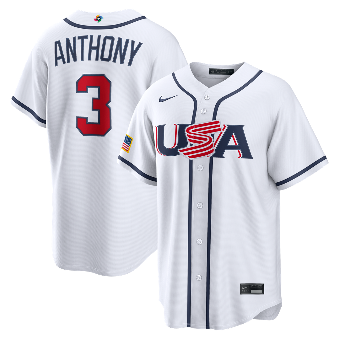 Men's USA Baseball Roman Anthony White 2026 World Baseball Classic Home Stadium MLB Baseball Jersey - view 1